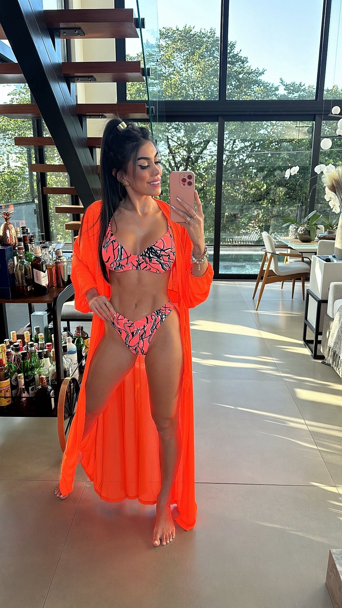 Biquini Marry Orange Neon Abstrato